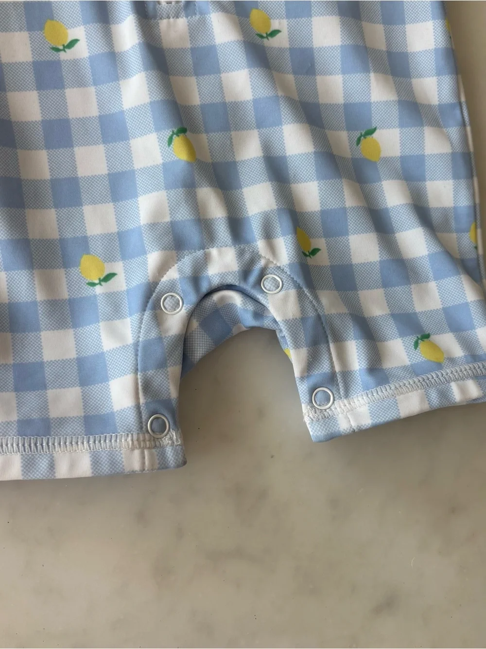Baby Recycled Lemon Gingham Rash Guard Swimsuit Size 6-12 months
